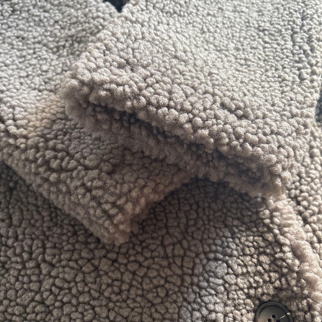 トモピン 　ZARA ボアダブルブレストロングコート グレー