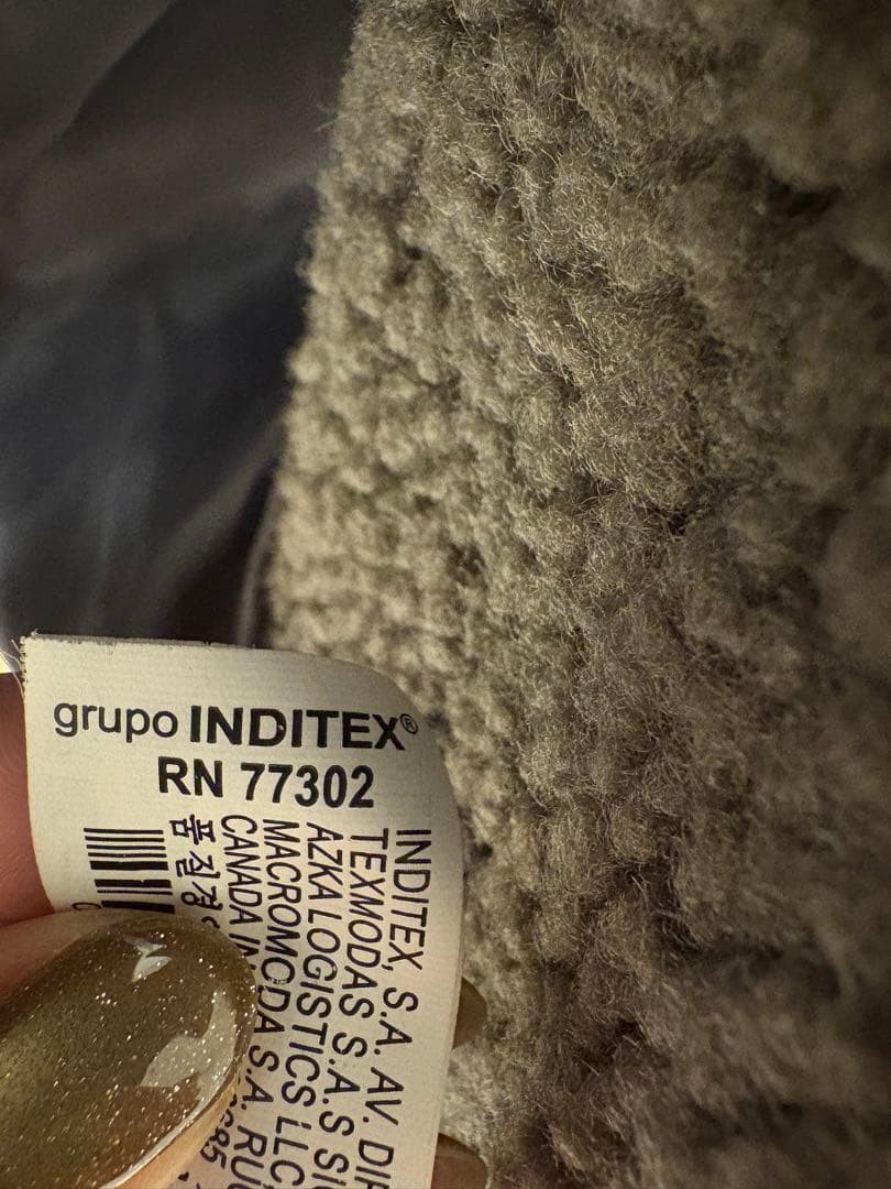 トモピン 　ZARA ボアダブルブレストロングコート グレー