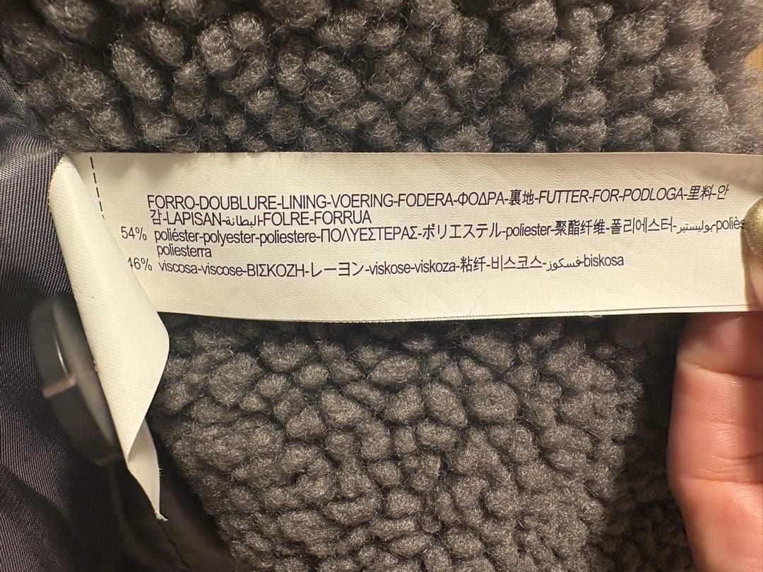 トモピン 　ZARA ボアダブルブレストロングコート グレー