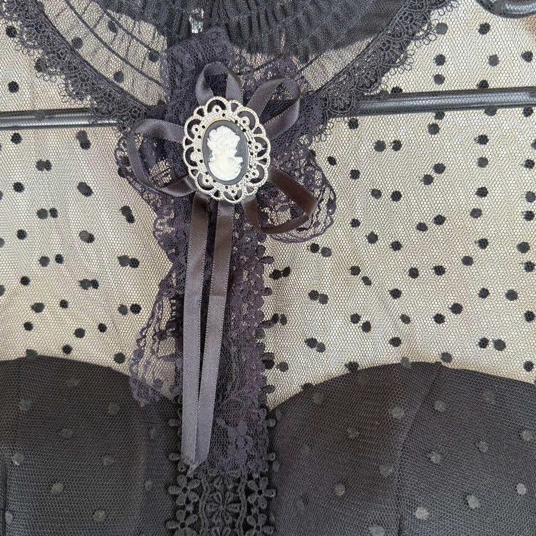 [an][2ピース]クラシカルレースブローチ付きAラインミニドレス