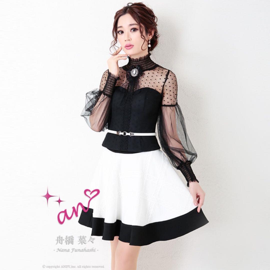 [an][2ピース]クラシカルレースブローチ付きAラインミニドレス