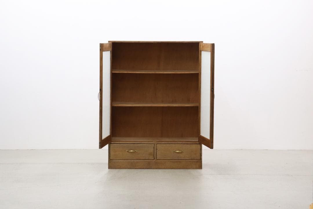 ※専用レトロ 無垢材 本箱 食器棚 書庫 戸棚 収納 キャビネット 水屋箪笥