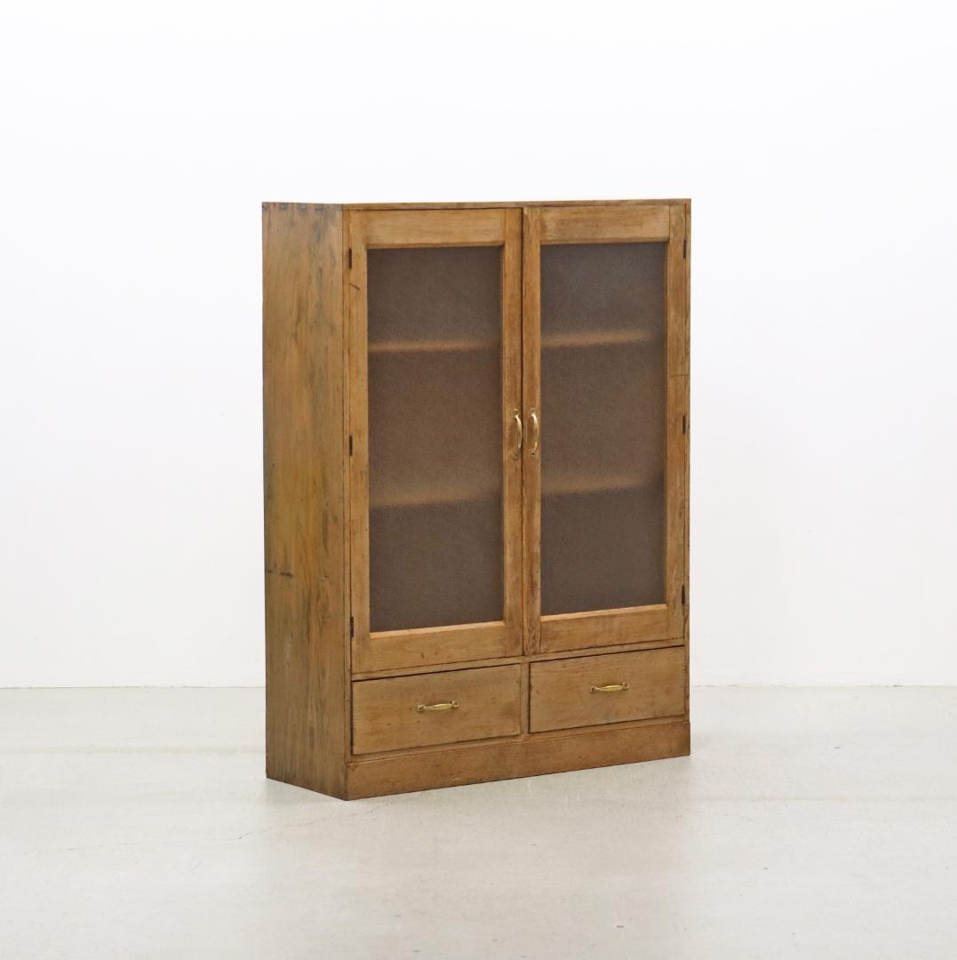 ※専用レトロ 無垢材 本箱 食器棚 書庫 戸棚 収納 キャビネット 水屋箪笥