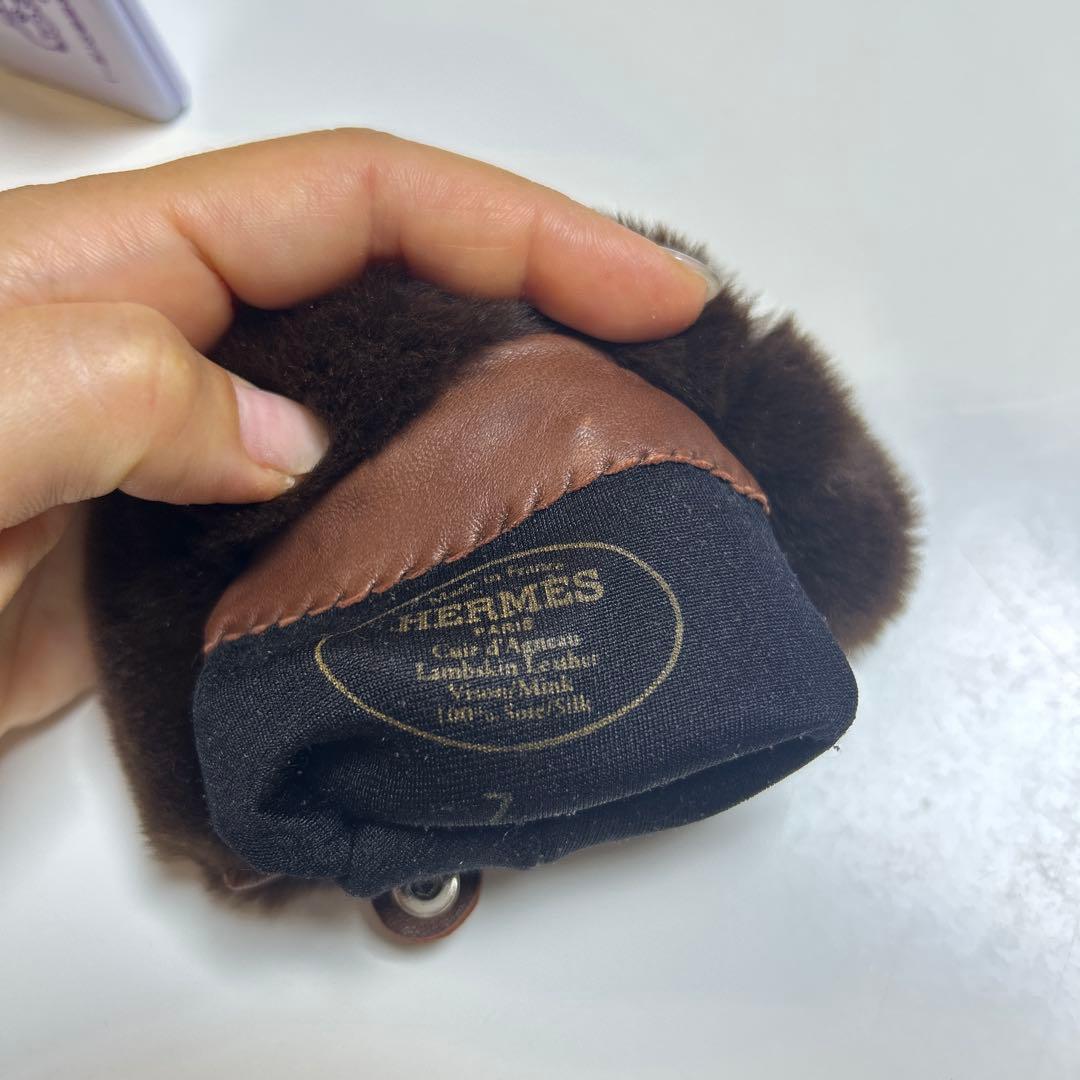 HERMES エルメス　ミンクファー付きグローブ　ケリー 茶　7