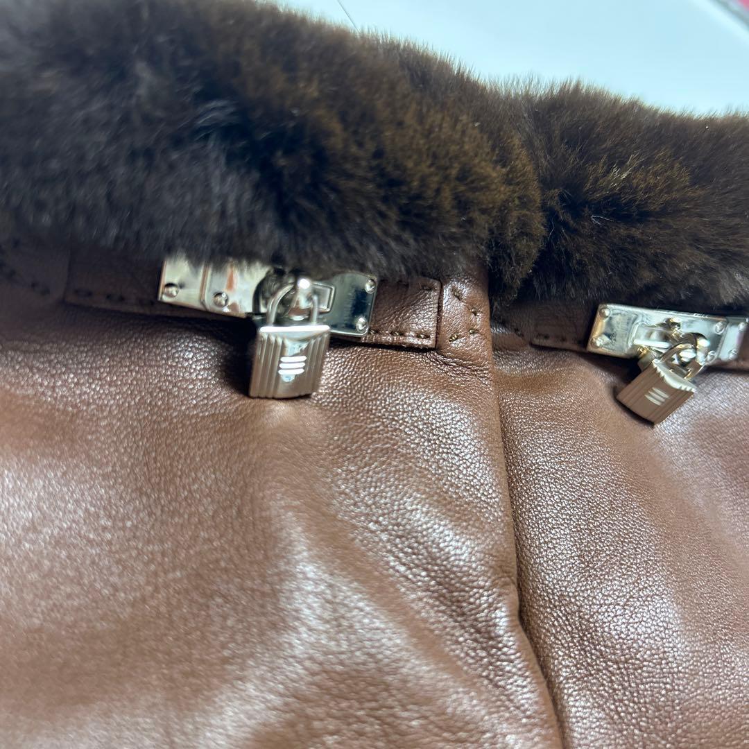 HERMES エルメス　ミンクファー付きグローブ　ケリー 茶　7