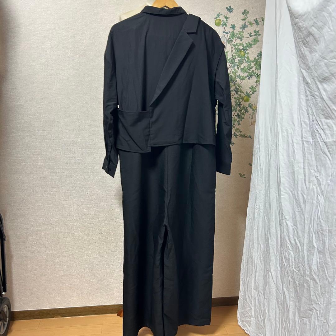 KYO アンティカ　レイヤードデザイン　オールインワン　重ね着風　ブラック