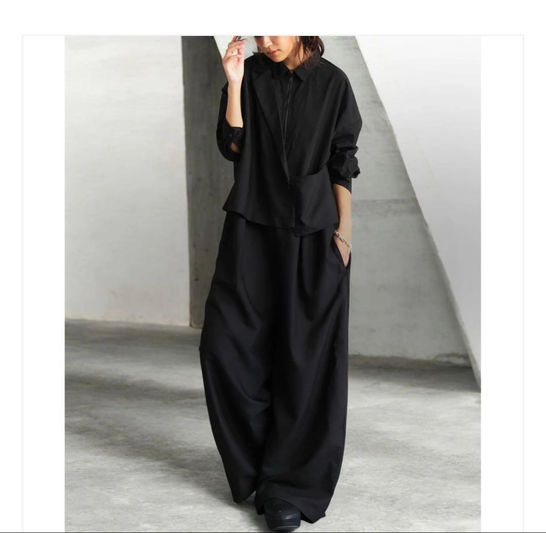 KYO アンティカ　レイヤードデザイン　オールインワン　重ね着風　ブラック