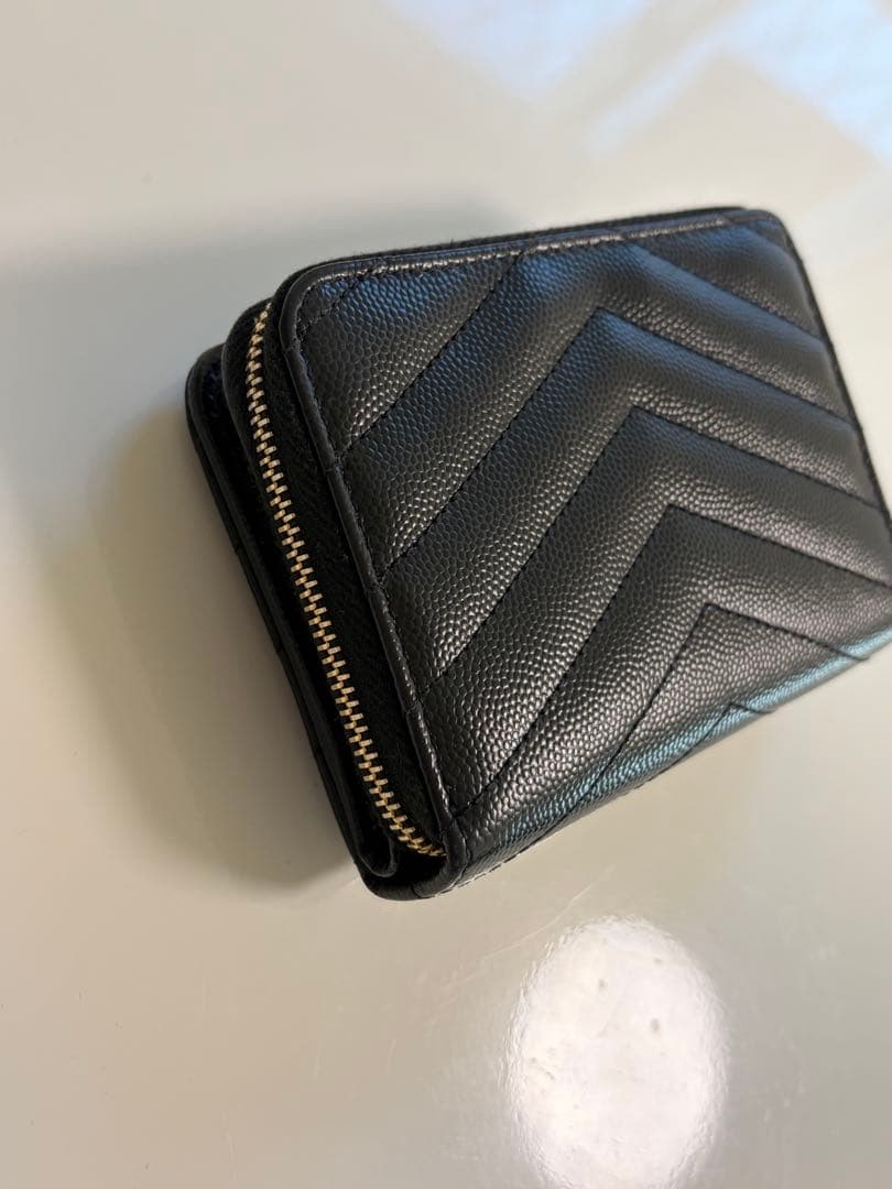 サンローラン 二つ折り財布 コンパクトウォレット ブラック YSL ロゴ