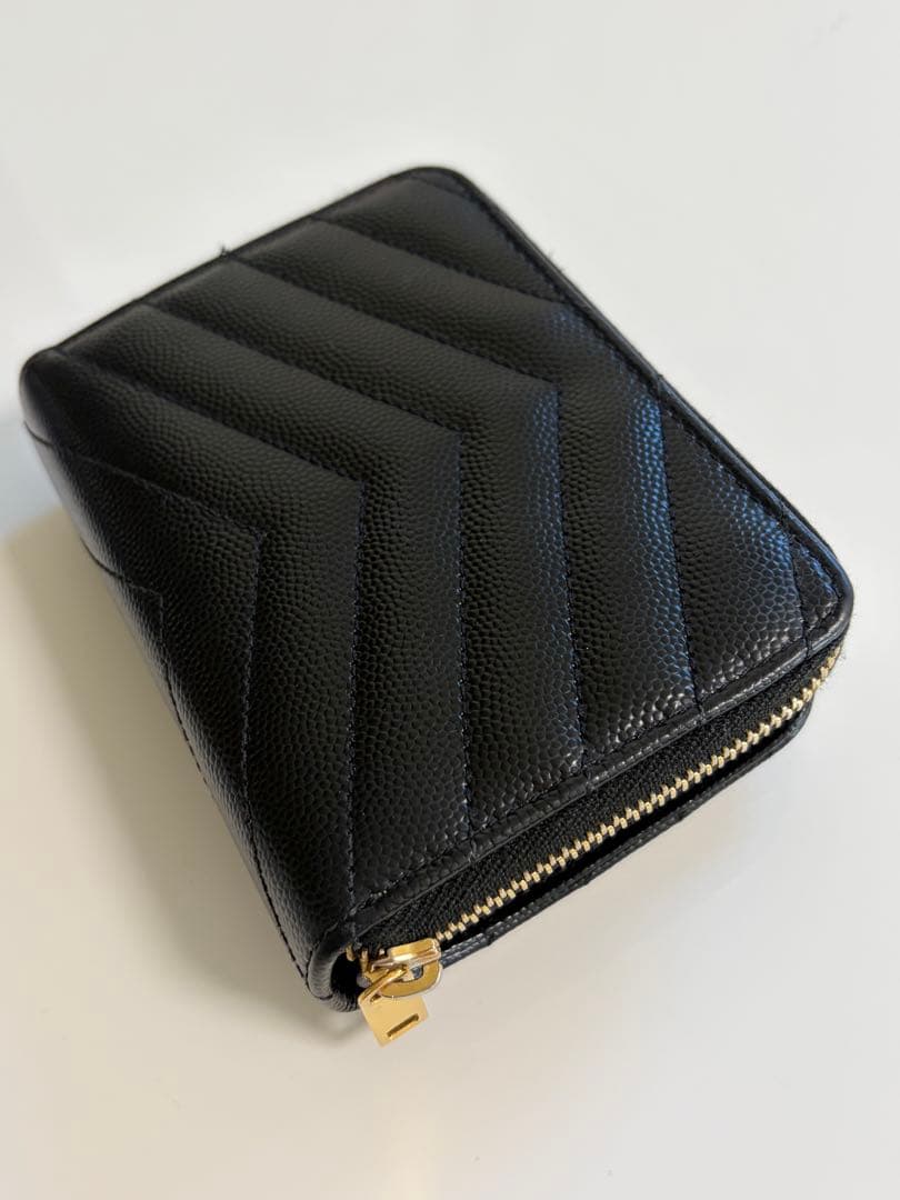 サンローラン 二つ折り財布 コンパクトウォレット ブラック YSL ロゴ