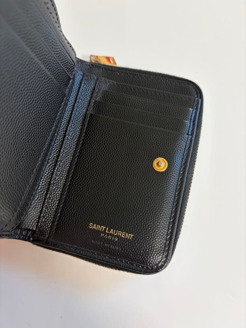 サンローラン 二つ折り財布 コンパクトウォレット ブラック YSL ロゴ