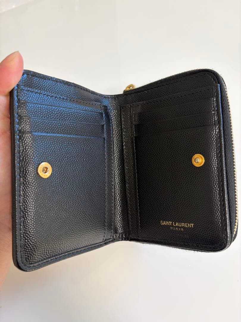 サンローラン 二つ折り財布 コンパクトウォレット ブラック YSL ロゴ