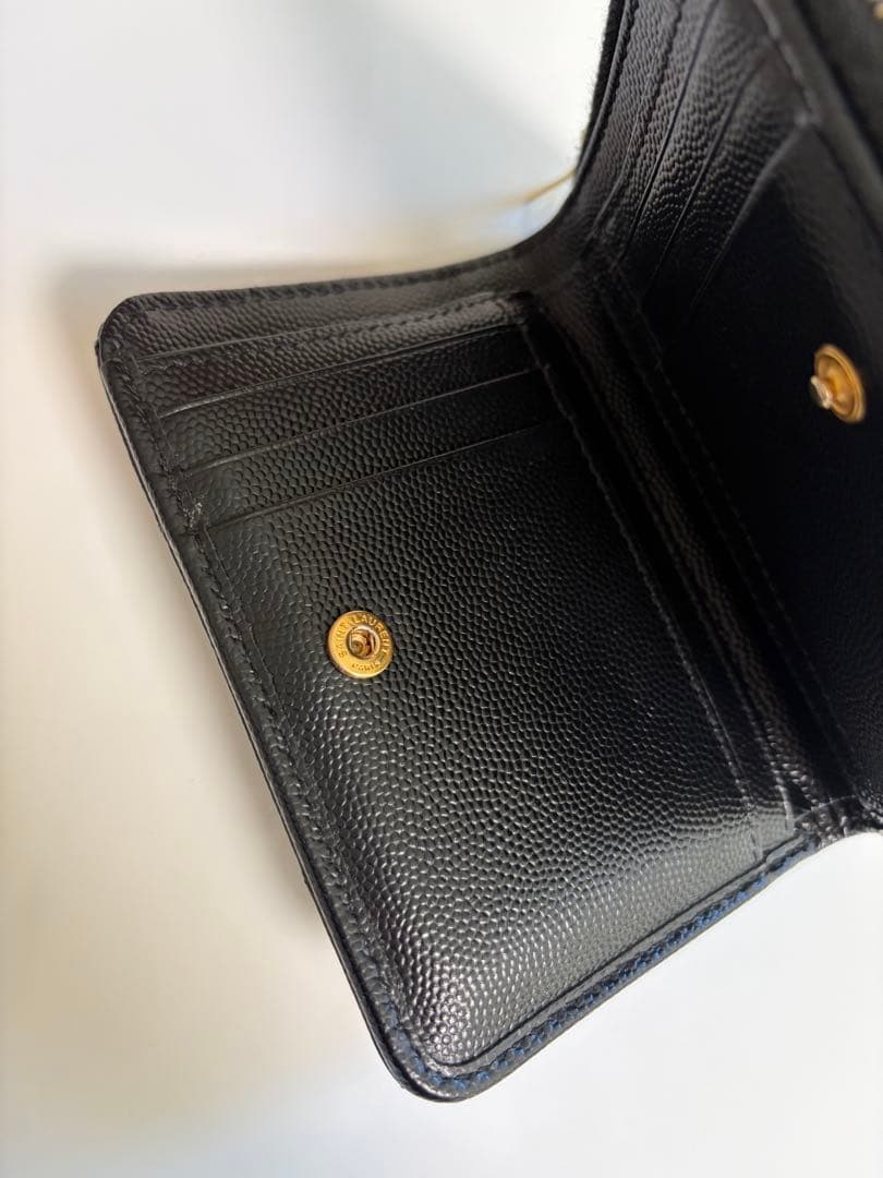 サンローラン 二つ折り財布 コンパクトウォレット ブラック YSL ロゴ