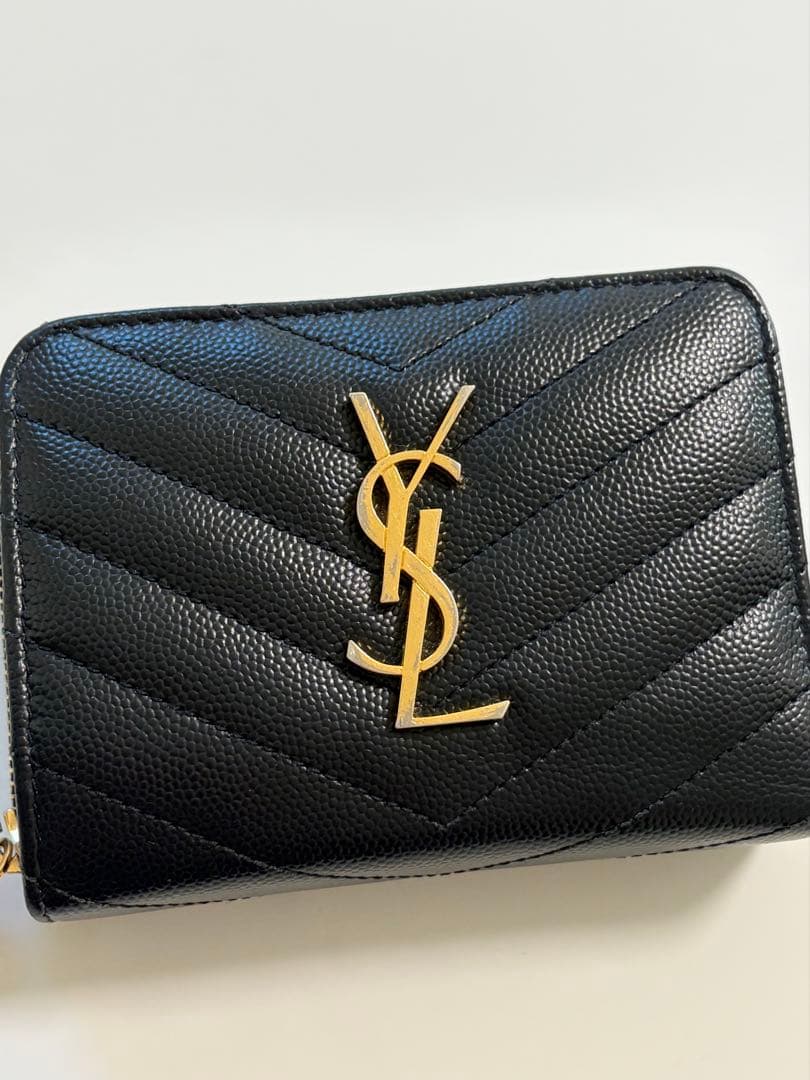 サンローラン 二つ折り財布 コンパクトウォレット ブラック YSL ロゴ