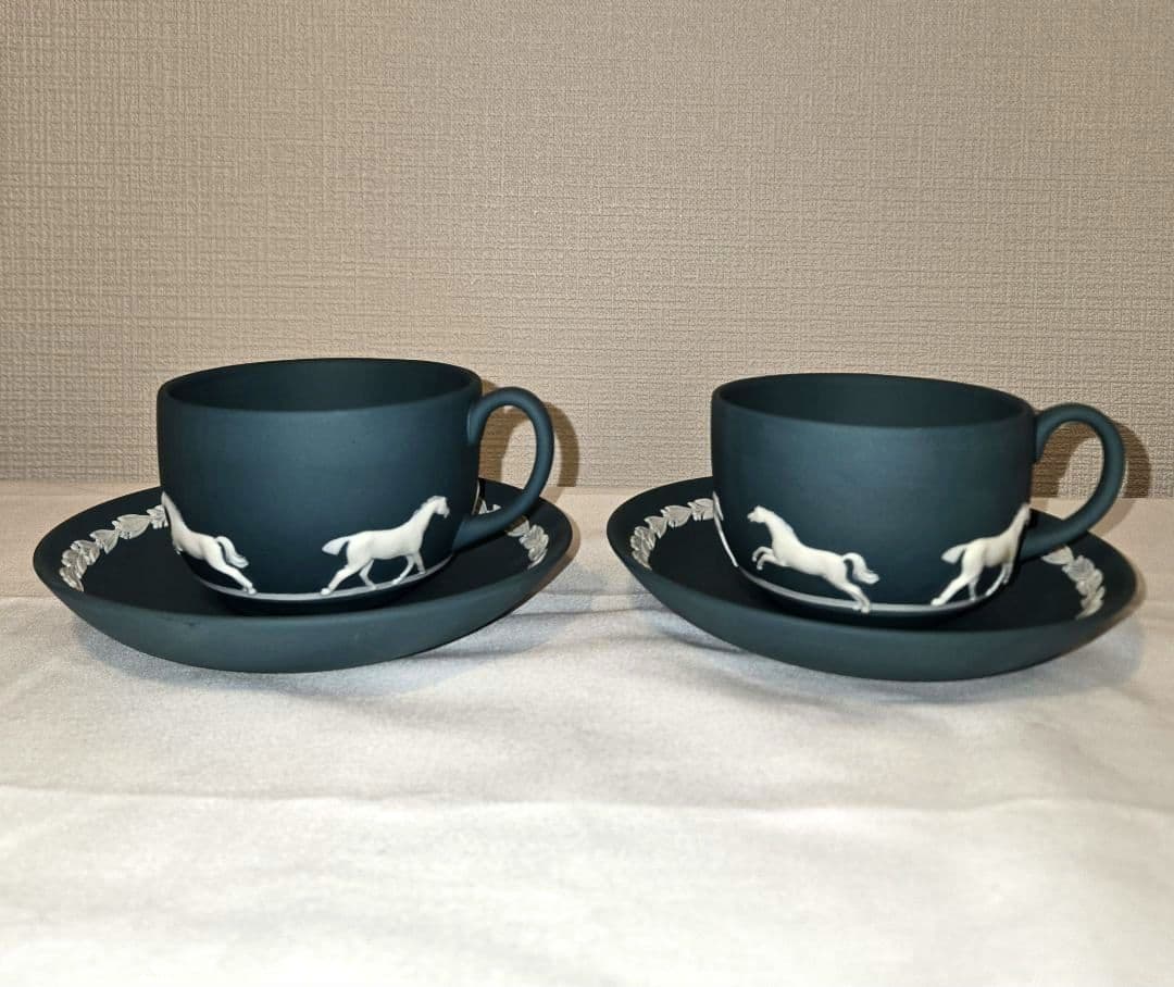 H*o様 希少品 ウェッジウッド ジャスパー カップ&ソーサー 馬 2客