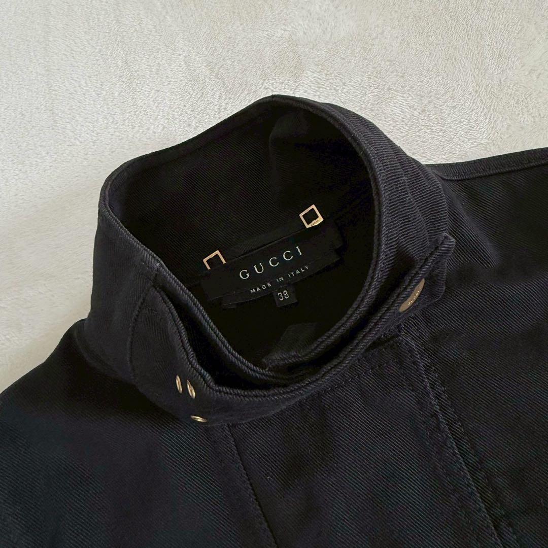 グッチ コットン デニム ジャケット 38 ブラック GUCCI