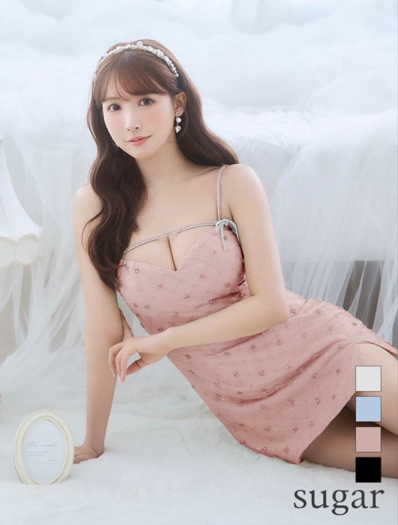 ROBE de FLEURS ピンク スリップドレス