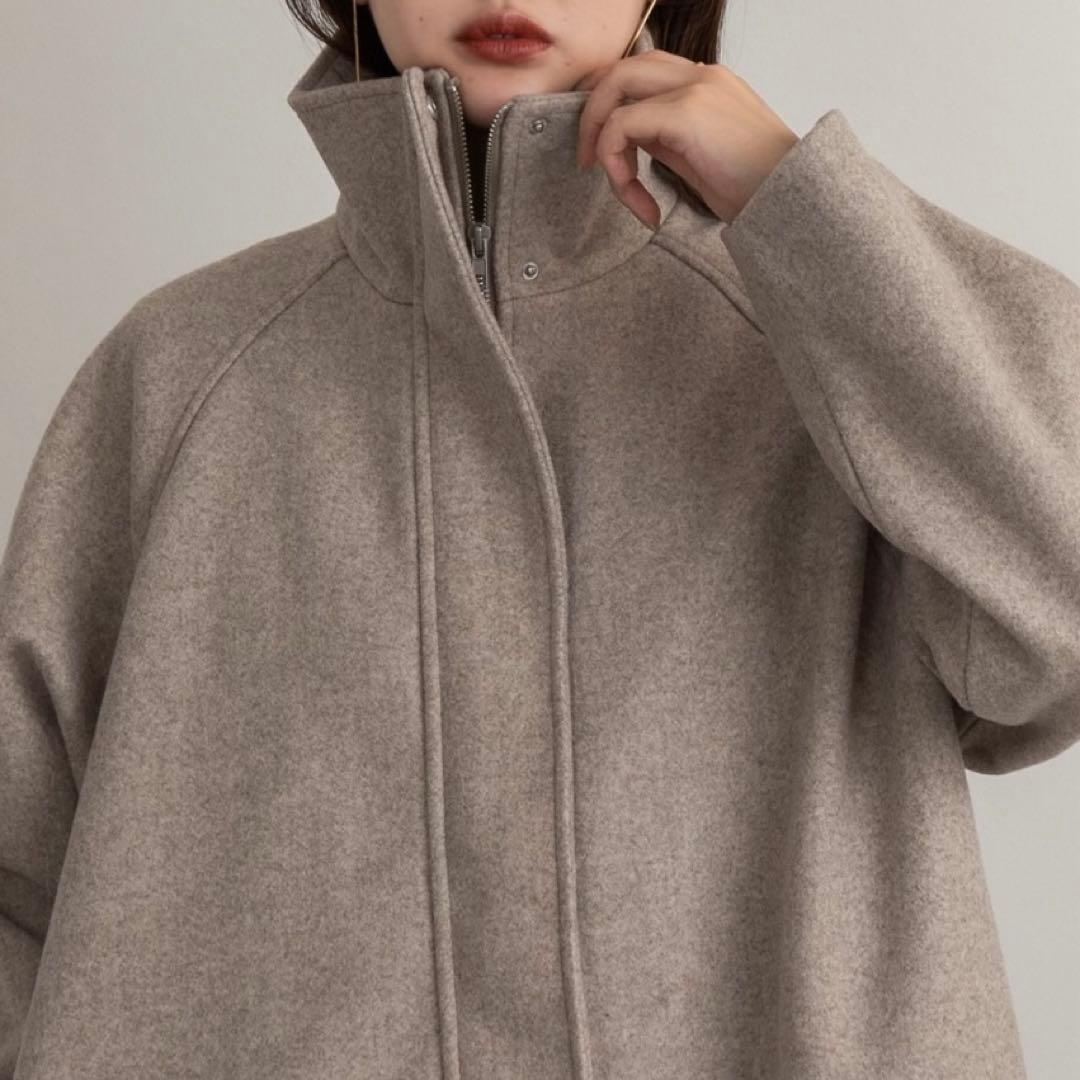 ジャケット・アウター Amiur stand neck long coat(moca)