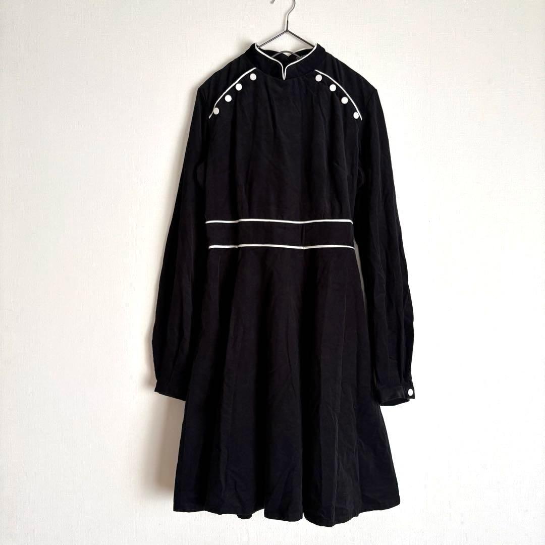 PAMEO POSEパメオポーズ　チャイナワンピース ボタン付き　Aライン　M