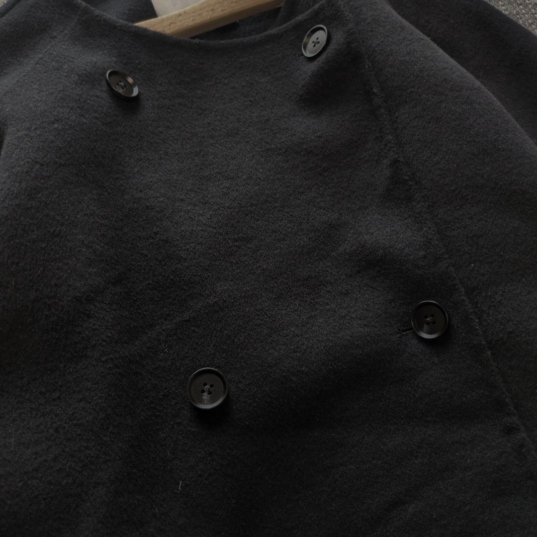 アンフィーロ　ゆったり　ウール混リバー　ショートコート　ウール　ブラック