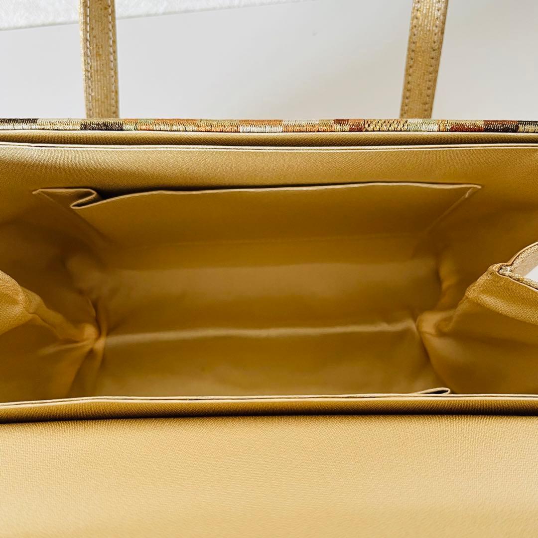 【極美品✨レア】利休バッグ　和装用バッグ　着物バッグ　織物　総柄　大容量