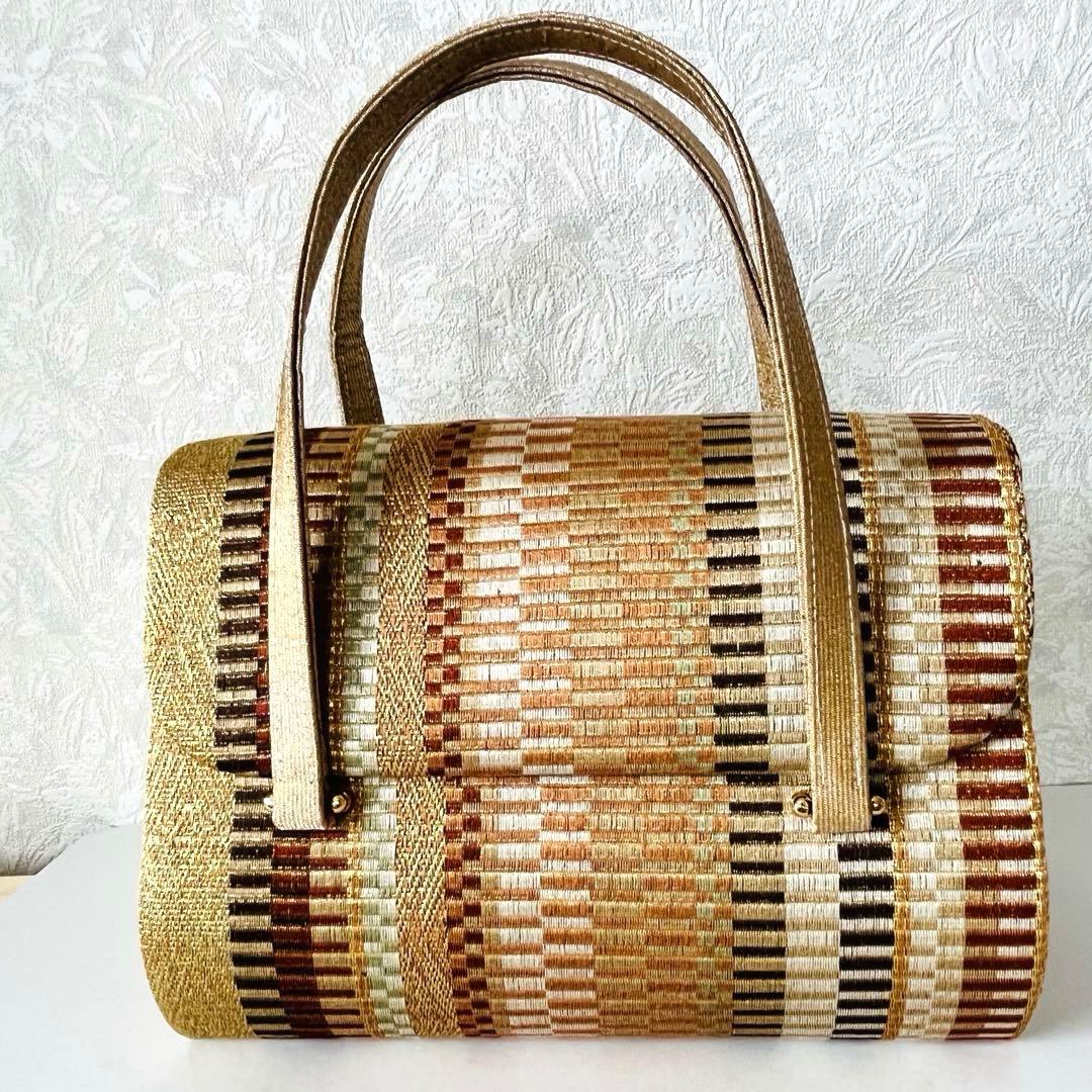 【極美品✨レア】利休バッグ　和装用バッグ　着物バッグ　織物　総柄　大容量