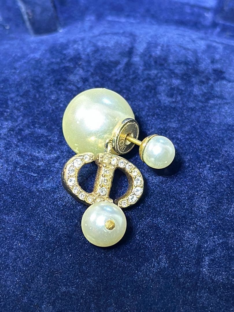 Christian Dior ディオール パール ゴールド ピアス 2way片方