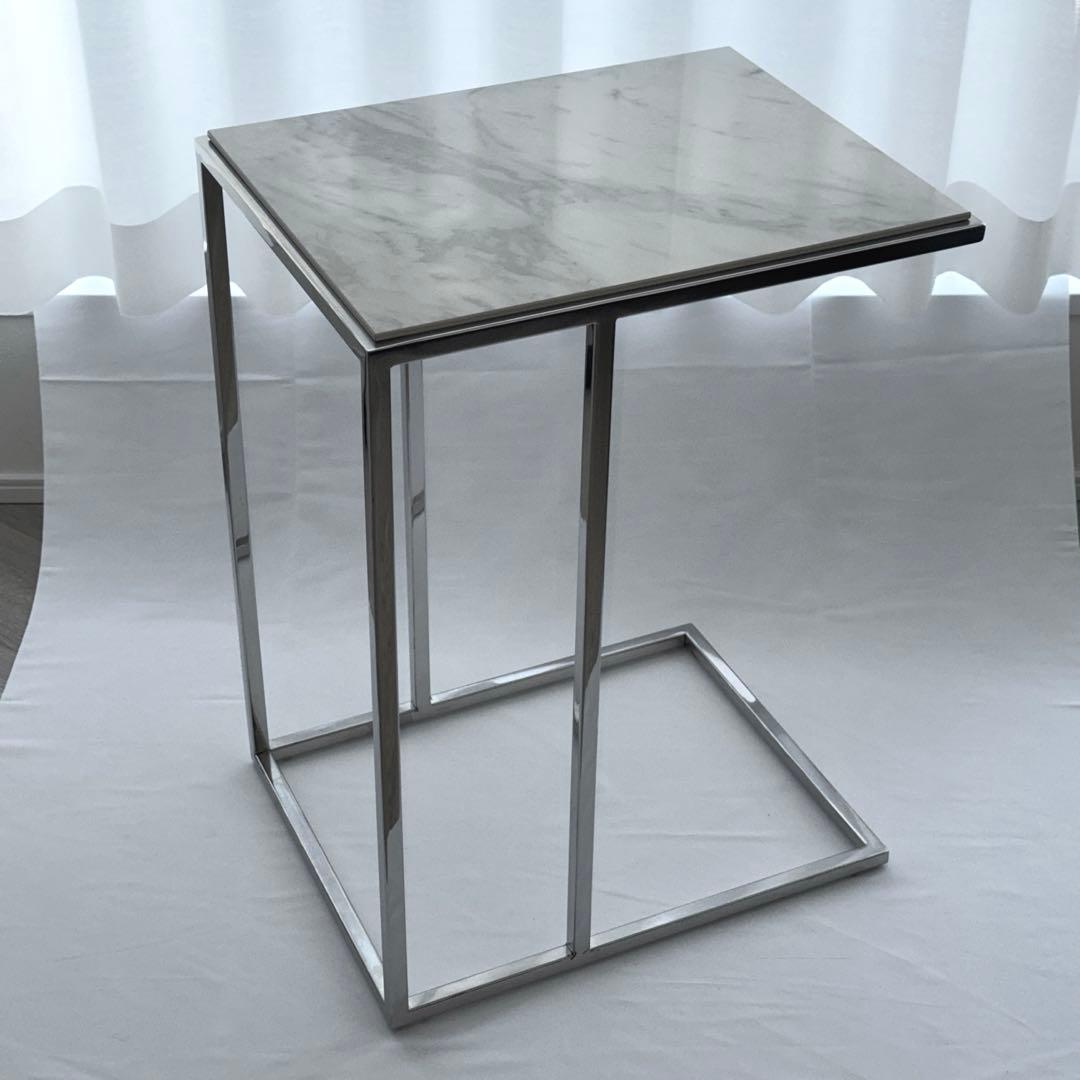 大川家具matsumoto 大理石柄セラミックサイドテーブル 幅45