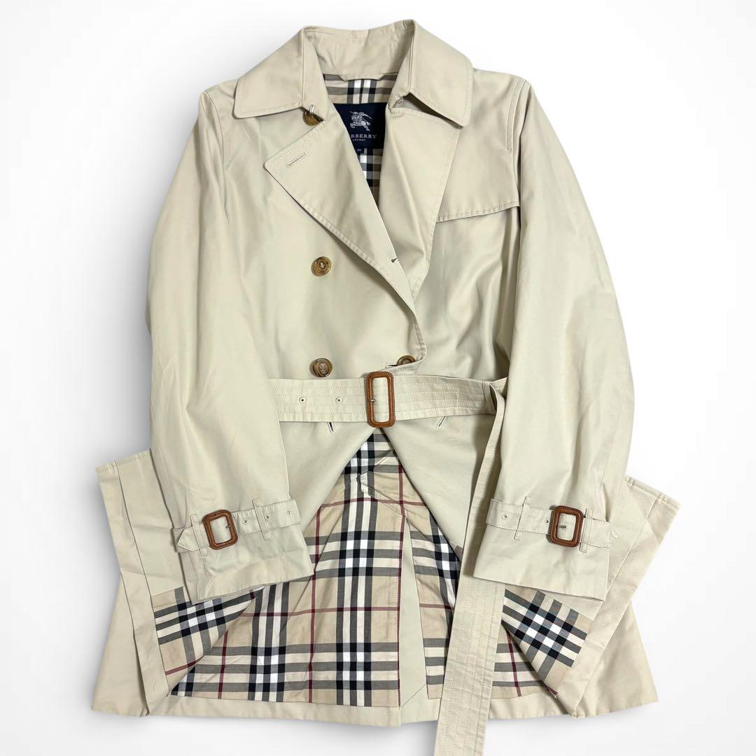 美品 バーバリーロンドン ノバチェック トレンチコート ベルト ベージュ 38
