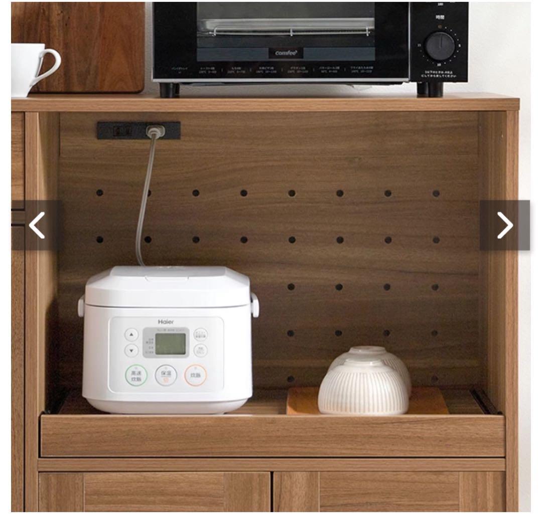 木製レンジボード ガラス扉付き　幅88cm