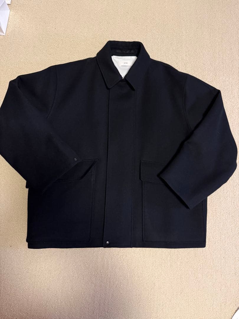 美品ATONエイトンウールサキソニーコートジャケット01黒