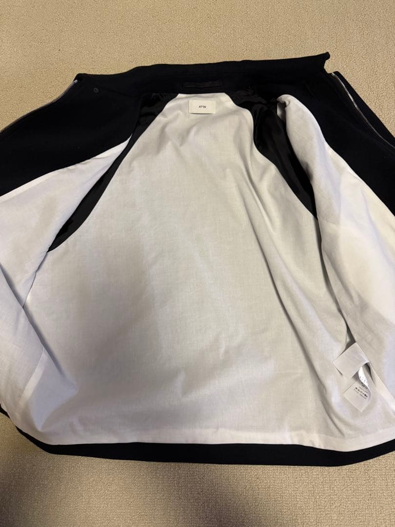 美品ATONエイトンウールサキソニーコートジャケット01黒