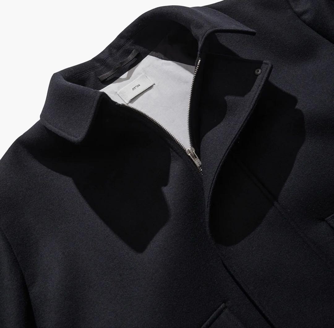 美品ATONエイトンウールサキソニーコートジャケット01黒