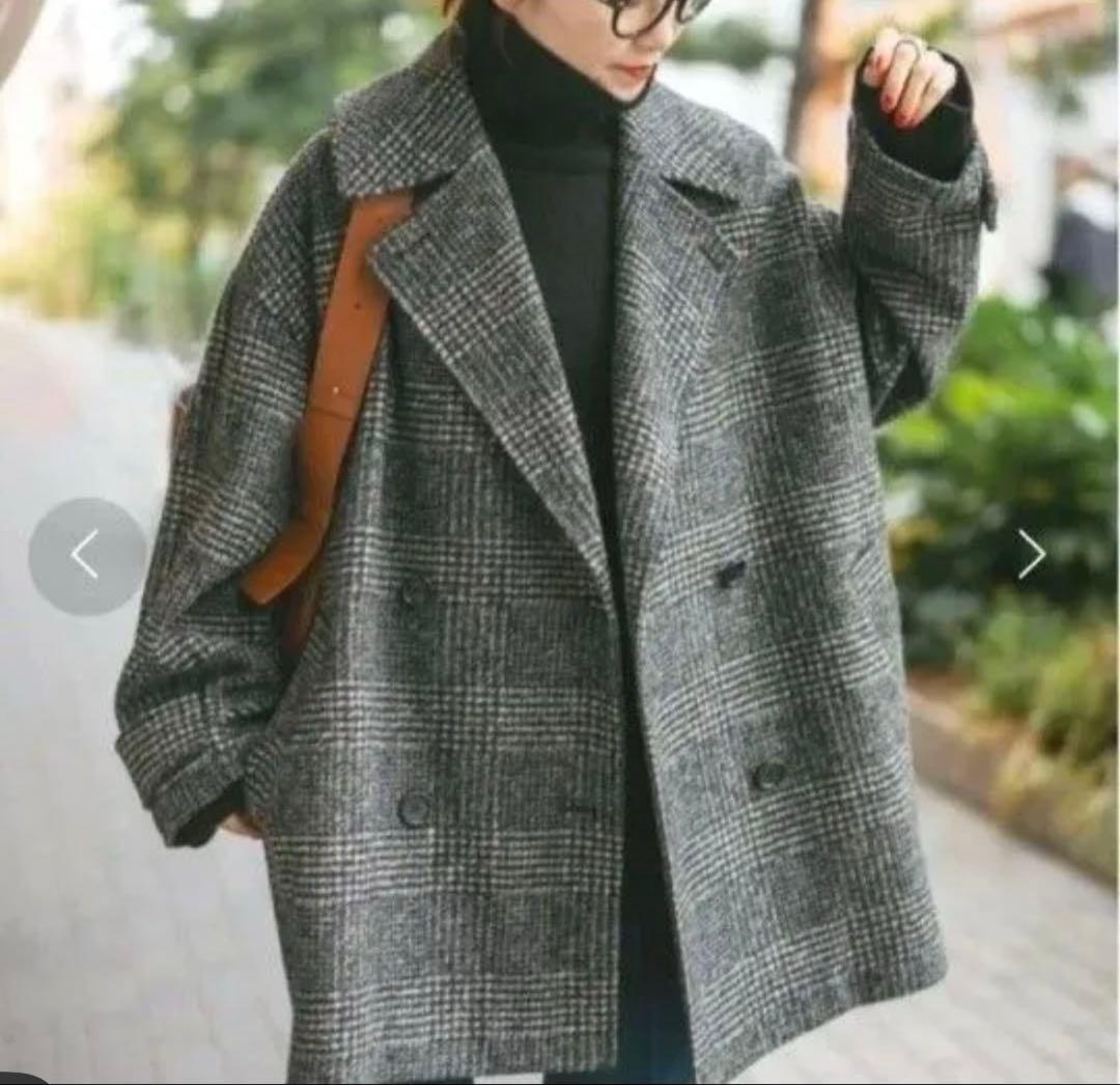 Spick & Spanスピックアンドスパン Wスライバーチェックハーフコート