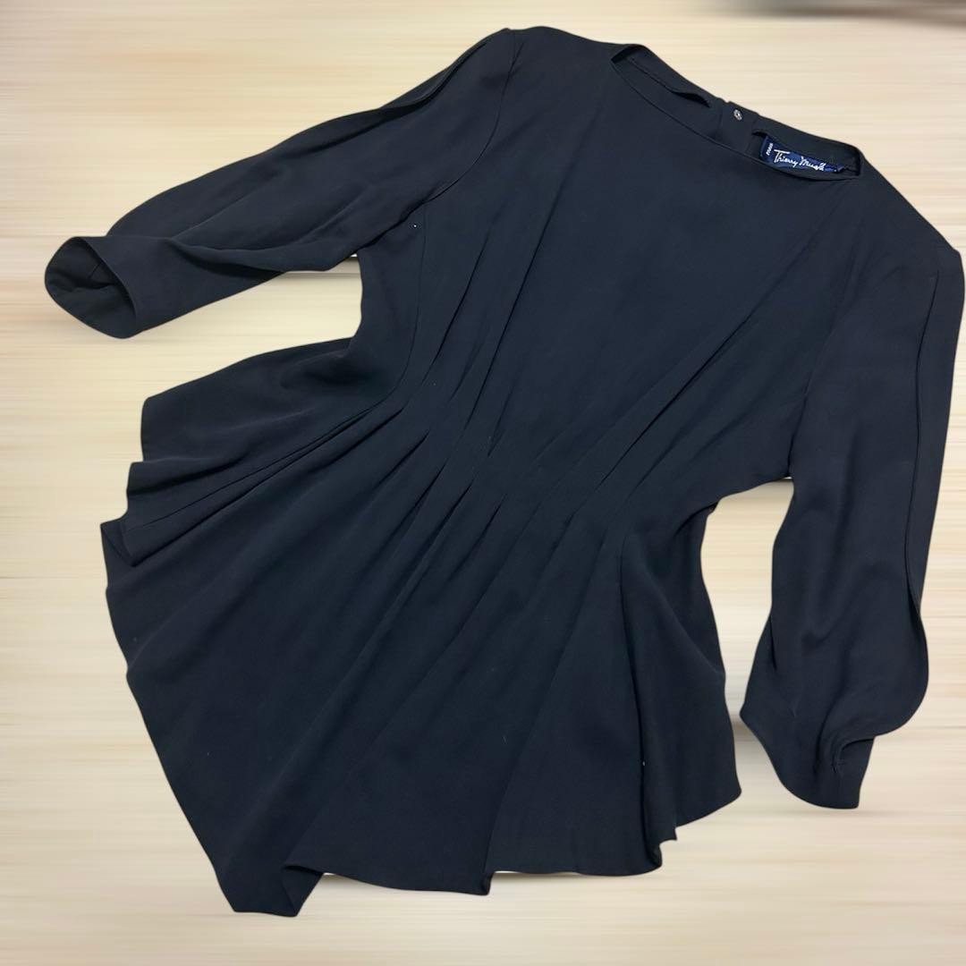 希少 ティエリーミュグレー ペプラム プリーツ ブラウス