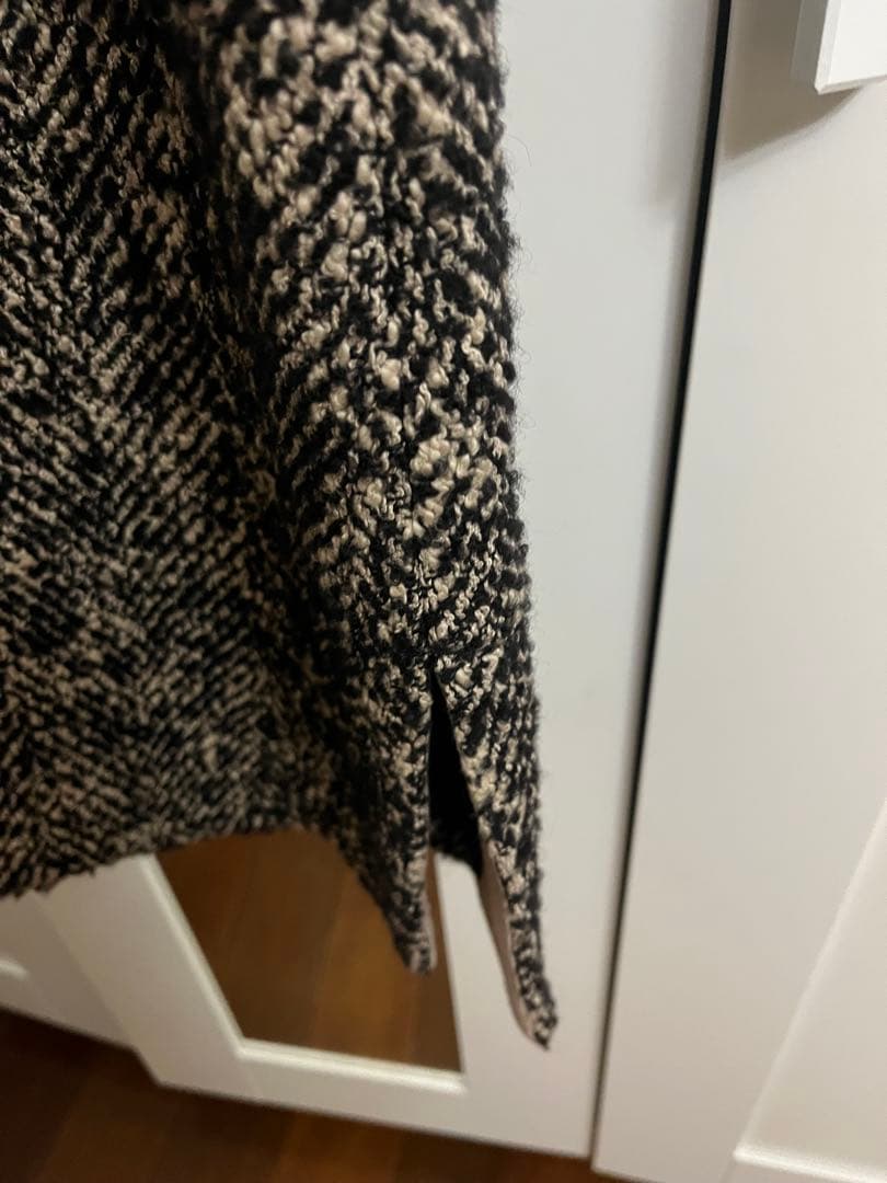 ツイード Vネック ノースリーブ ワンピース