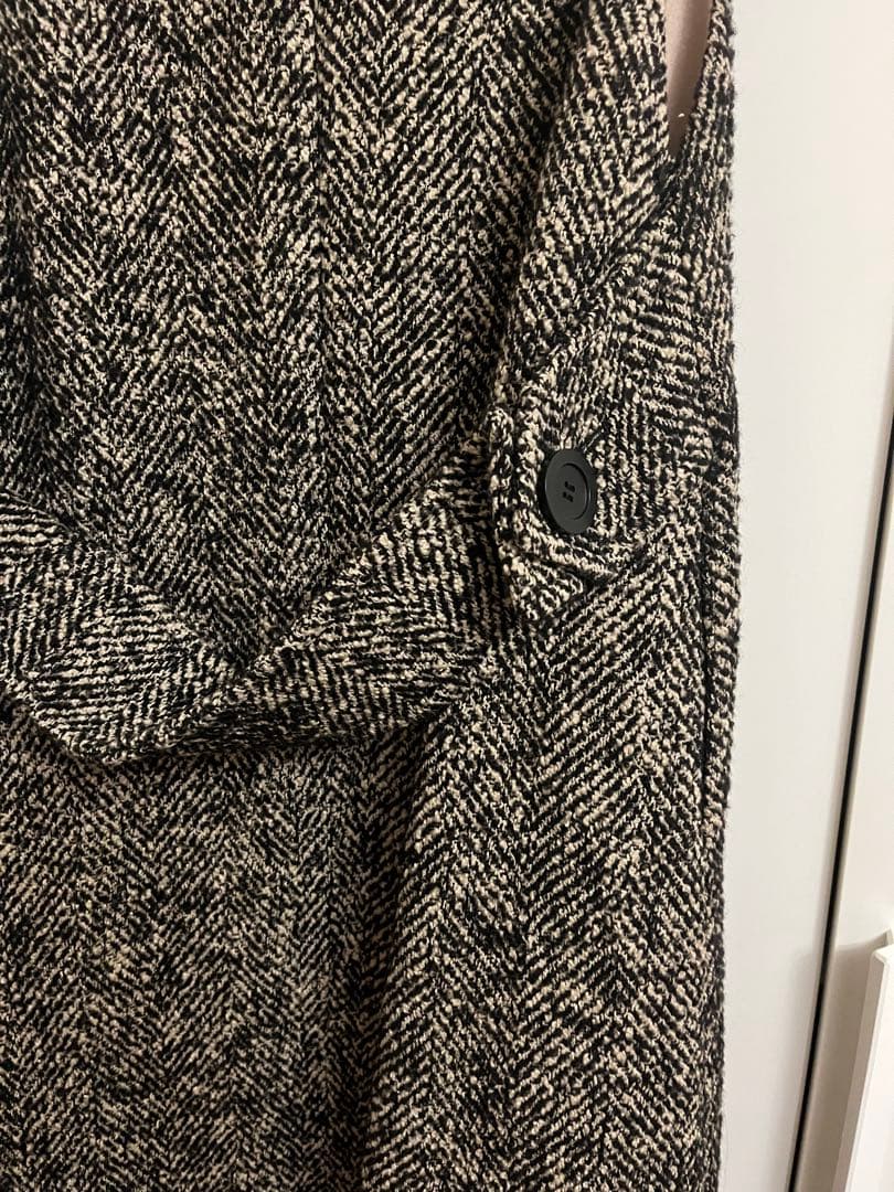 ツイード Vネック ノースリーブ ワンピース