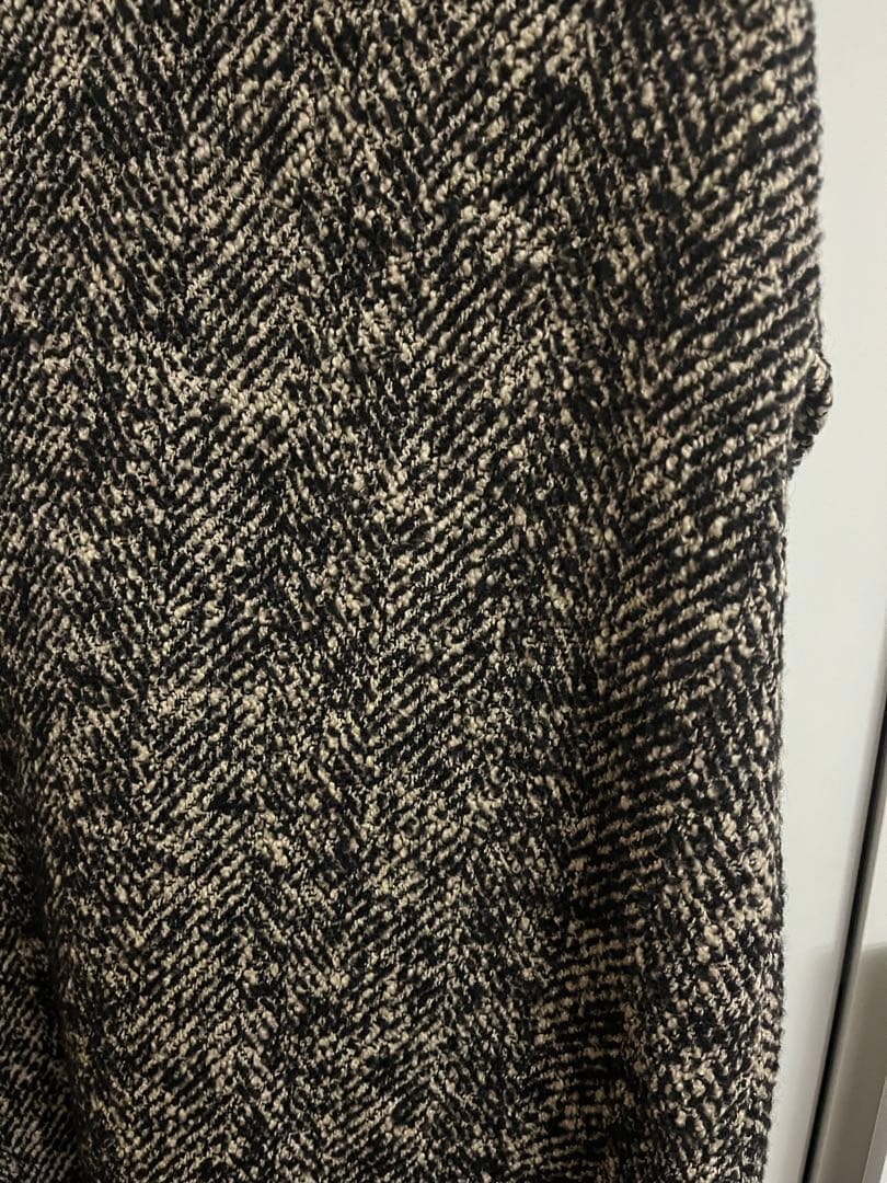 ツイード Vネック ノースリーブ ワンピース