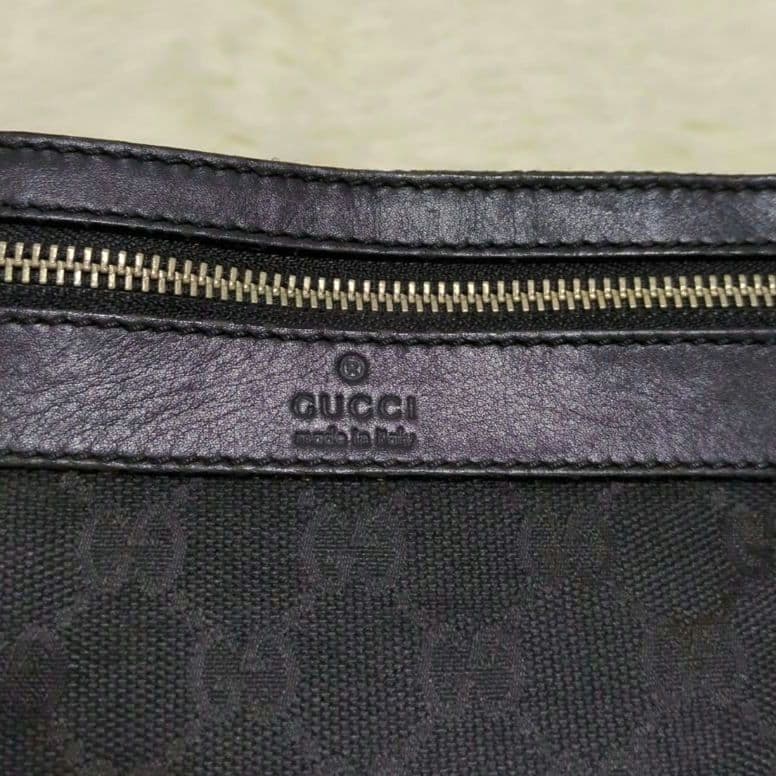 GUCCI GG柄 キャンバス レザー ショルダーバッグ 黒