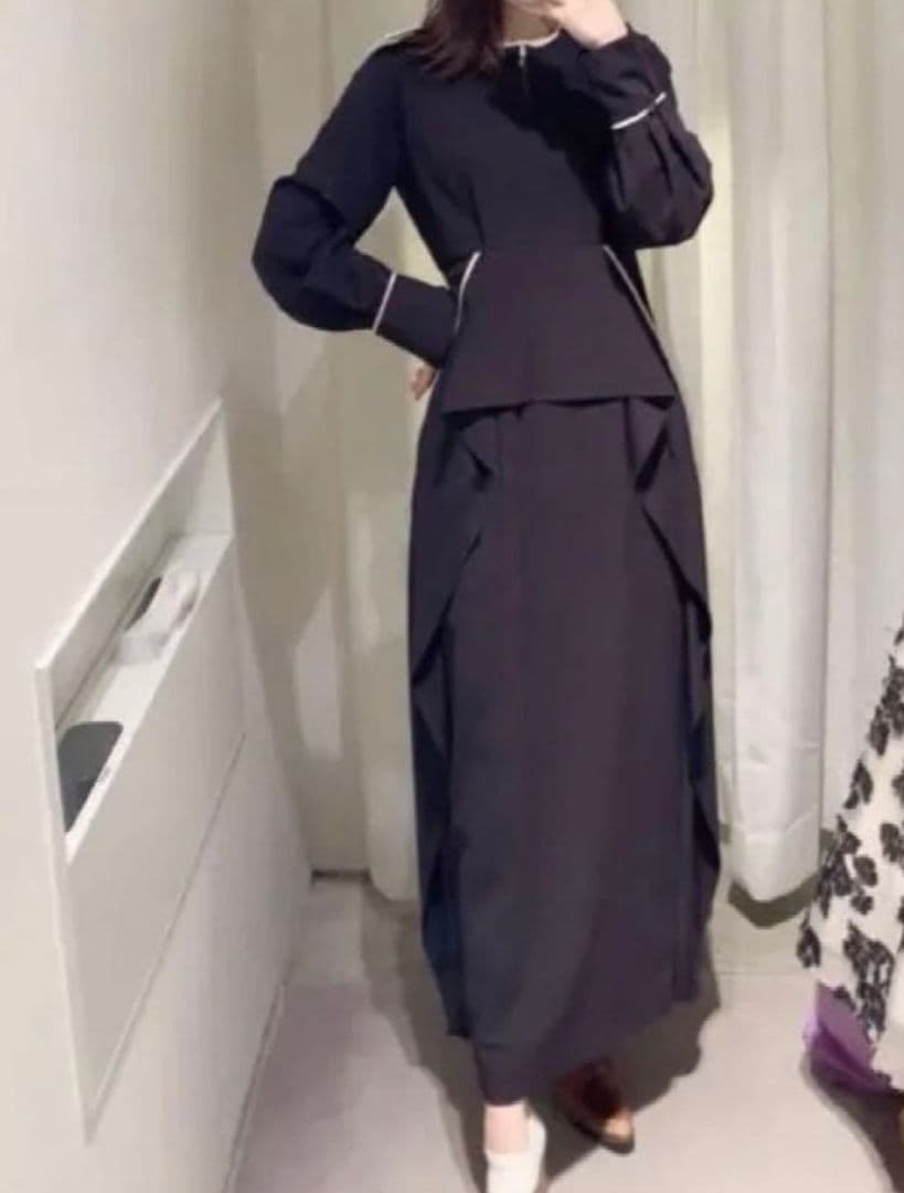 CLANE ウエストフリルワンピース