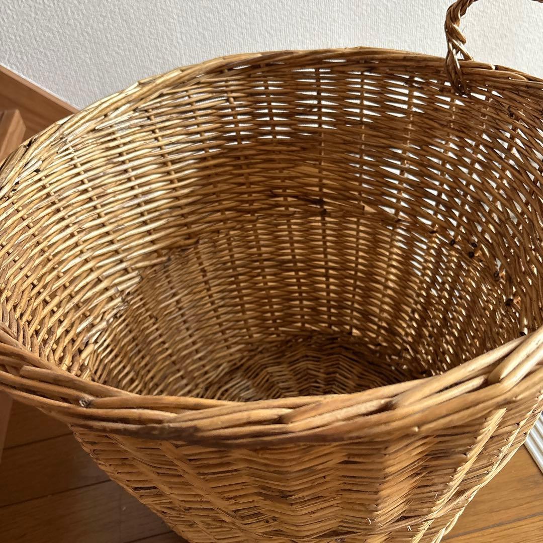 ラタン　籐カゴ　ランドリーボックス　大サイズ×3 アラログ　持ち手　バスケット