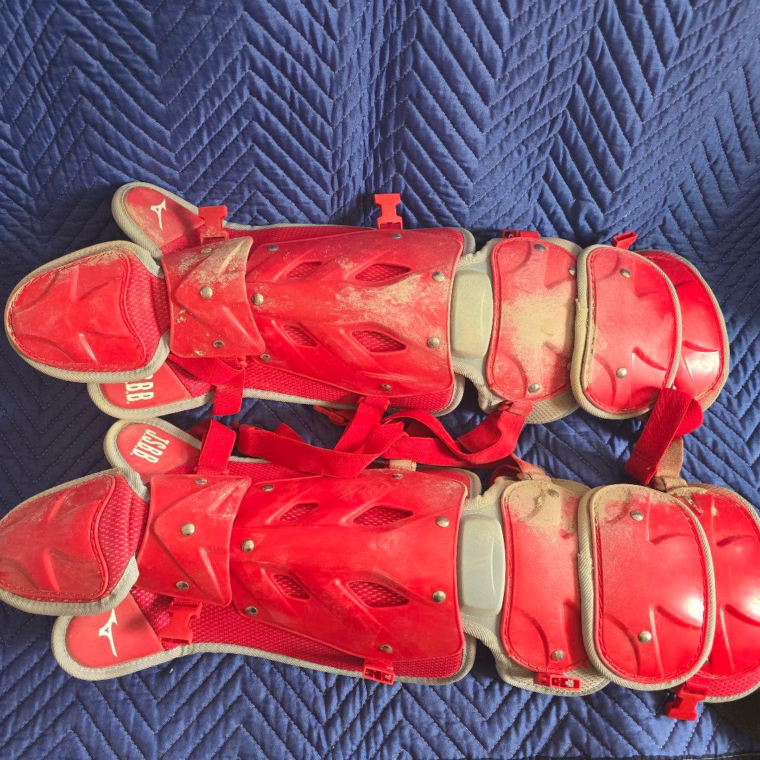 ミズノプロ 赤 軟式用捕手防具セット キャッチャー用ヘルメット