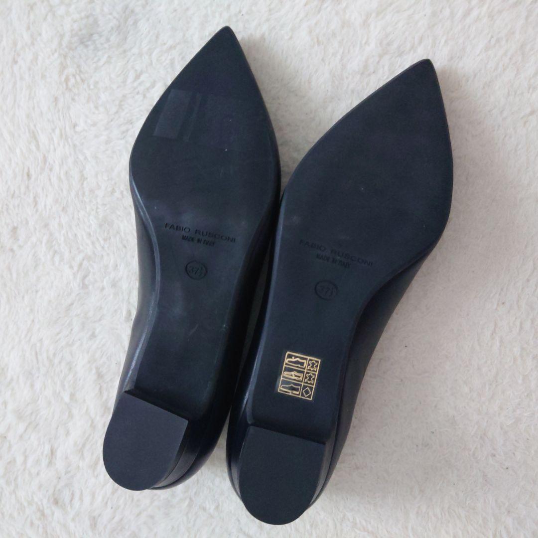 ✨美品✨ ファビオルスコーニ フラット レザー ブラック パンプス Vカット