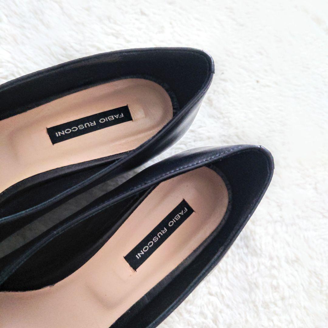 ✨美品✨ ファビオルスコーニ フラット レザー ブラック パンプス Vカット