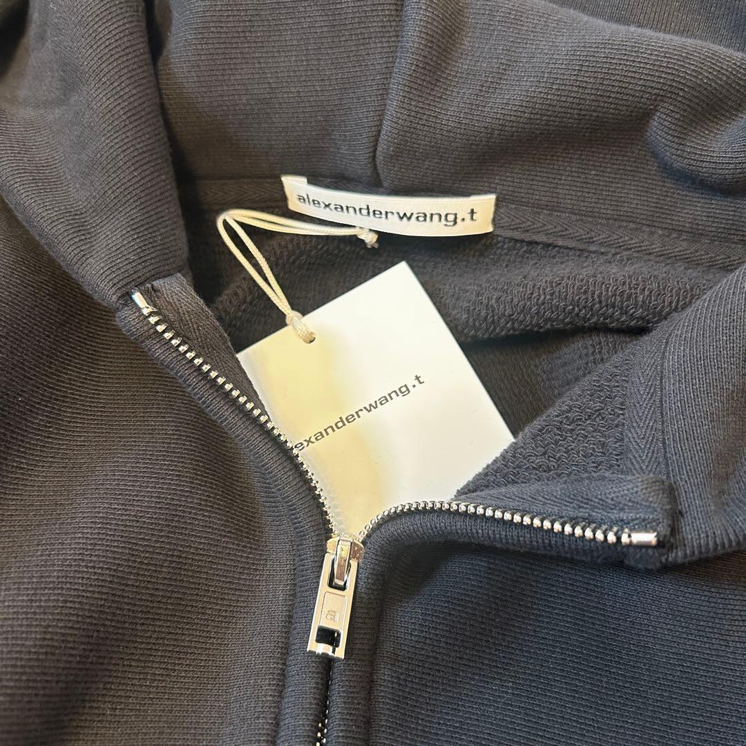 ■alexander wang コットン クロップド ジップアップ フーディー■
