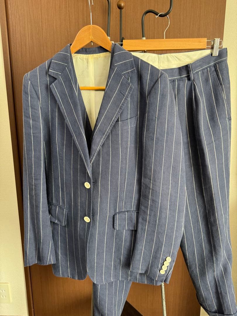 ワコマリア ネイビー ストライプ スーツ　3ピース　セットアップ