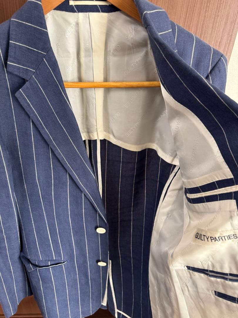 ワコマリア ネイビー ストライプ スーツ　3ピース　セットアップ