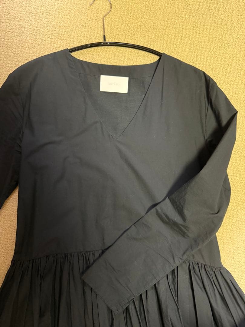 Merlette ハドソンブラック ロングスリーブ Vネック ワンピースXS