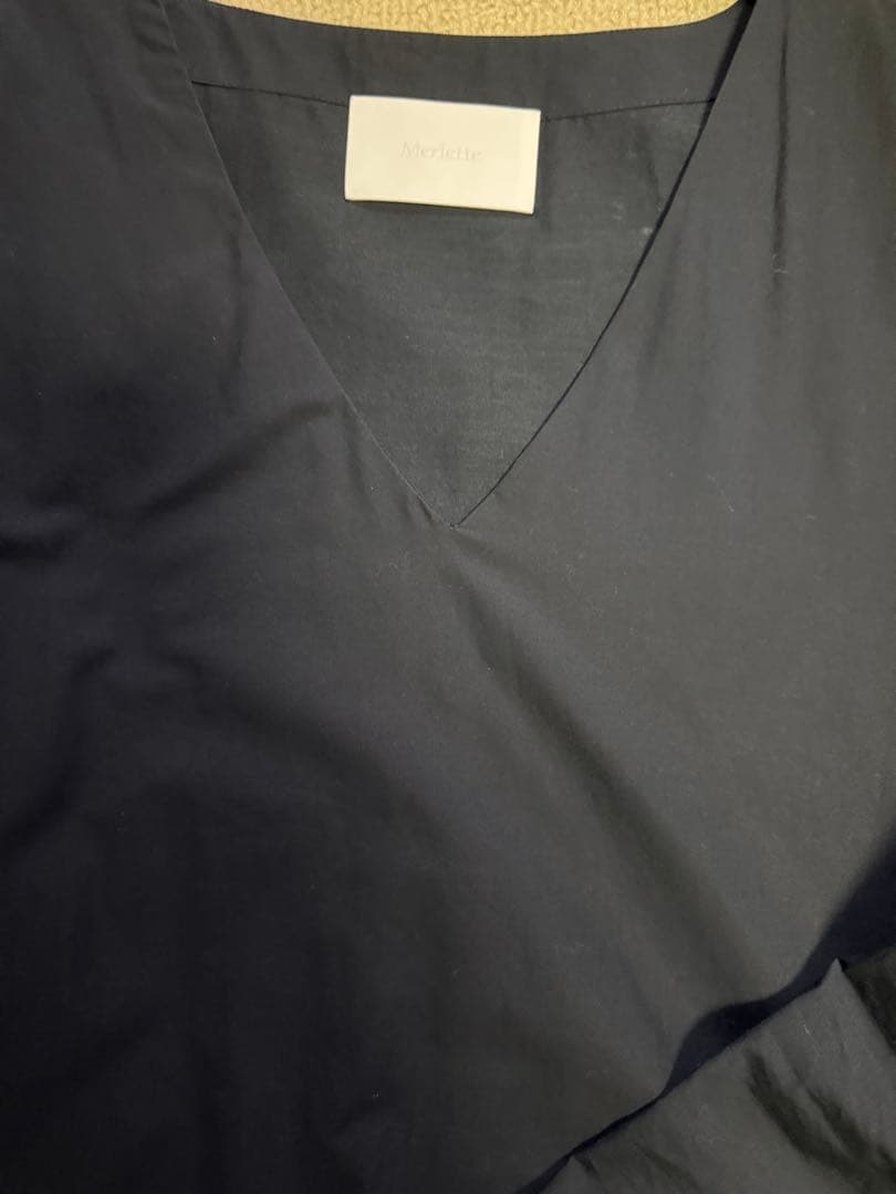 Merlette ハドソンブラック ロングスリーブ Vネック ワンピースXS