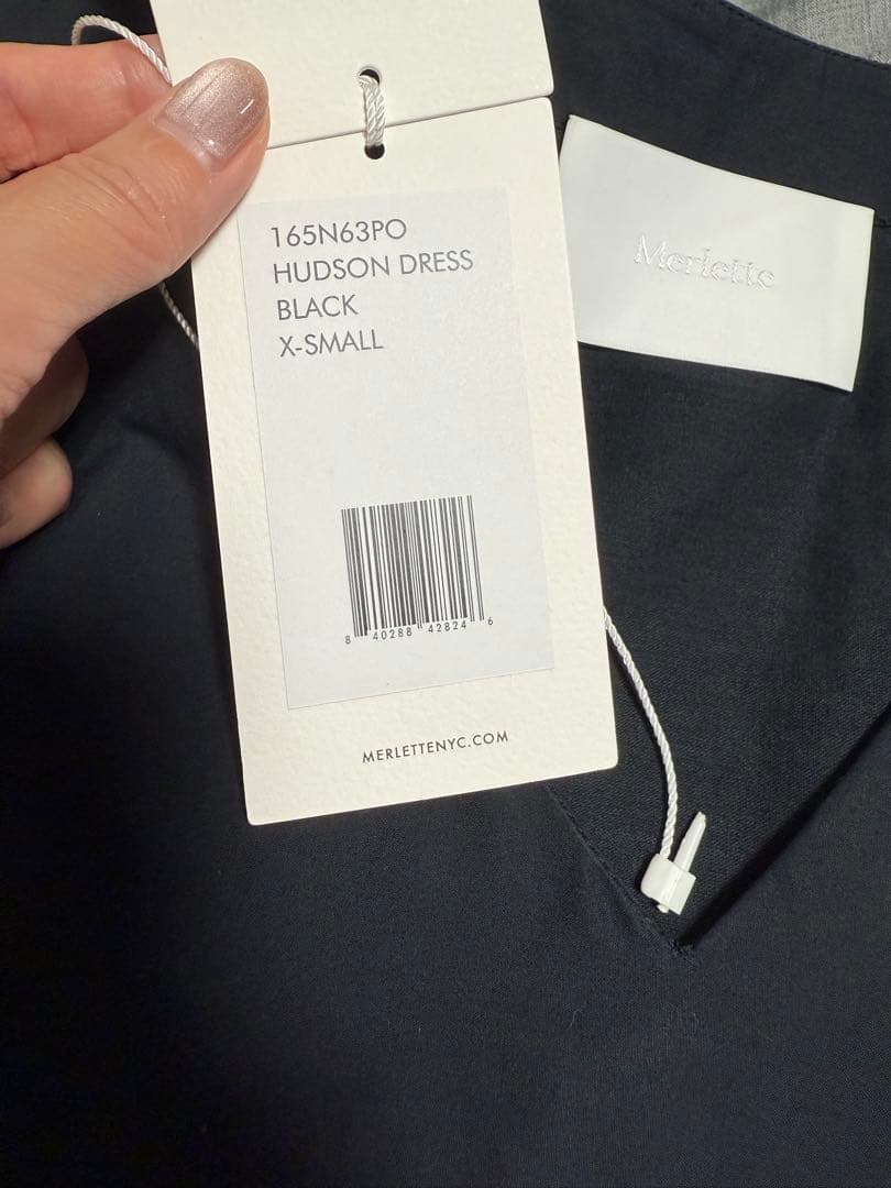 Merlette ハドソンブラック ロングスリーブ Vネック ワンピースXS