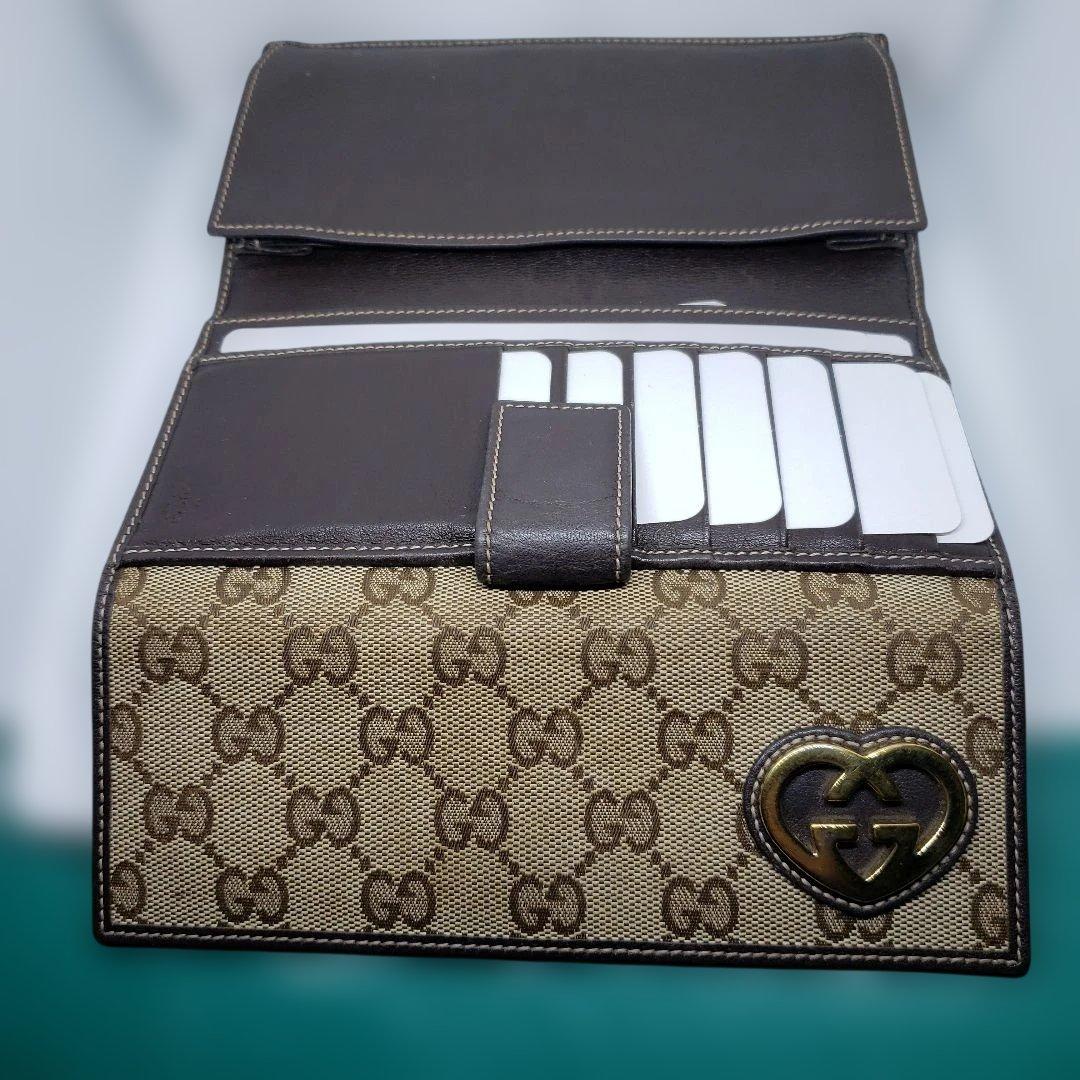 GUCCI GGキャンバス 長財布 ハートロゴ